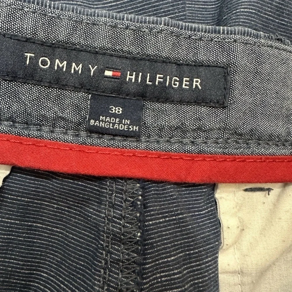 Tommy Hilfiger Men's Trouser Flat Front Size 38 Blue Striped Bermuda Shorts